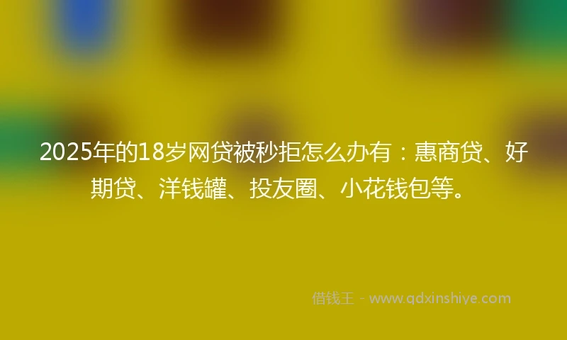 2025年的18岁网贷被秒拒怎么办有：惠商贷、好期贷、洋钱罐、投友圈、小花钱包等。