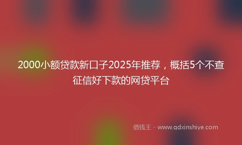 2000小额贷款新口子2025年推荐，概括5个不查征信好下款的网贷平台