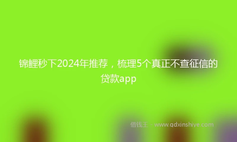 锦鲤秒下2024年推荐，梳理5个真正不查征信的贷款app