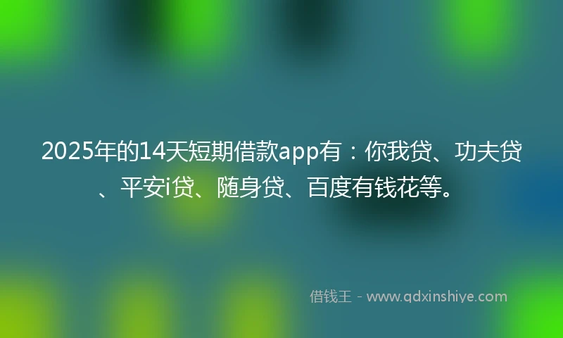 2025年的14天短期借款app有：你我贷、功夫贷、平安i贷、随身贷、百度有钱花等。