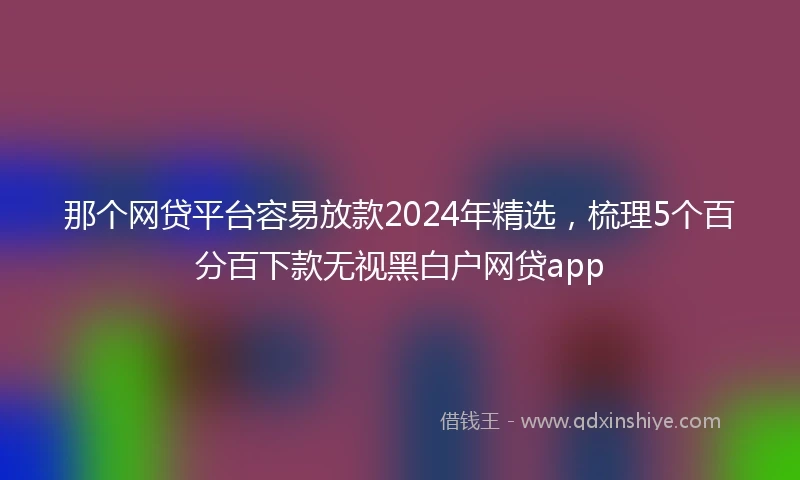 那个网贷平台容易放款2024年精选，梳理5个百分百下款无视黑白户网贷app