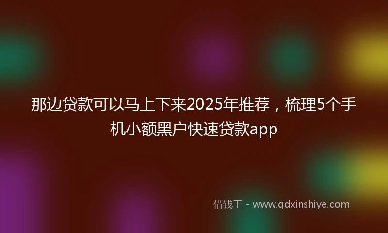 那边贷款可以马上下来2025年推荐，梳理5个手机小额黑户快速贷款app