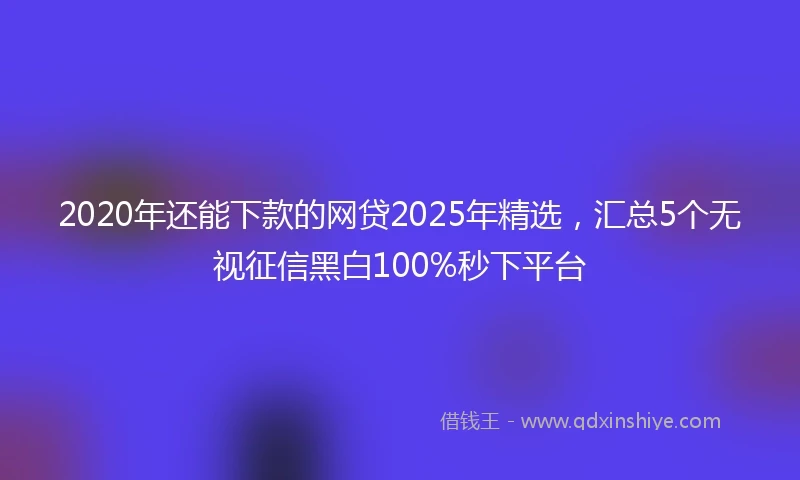 2020年还能下款的网贷2025年精选，汇总5个无视征信黑白100%秒下平台