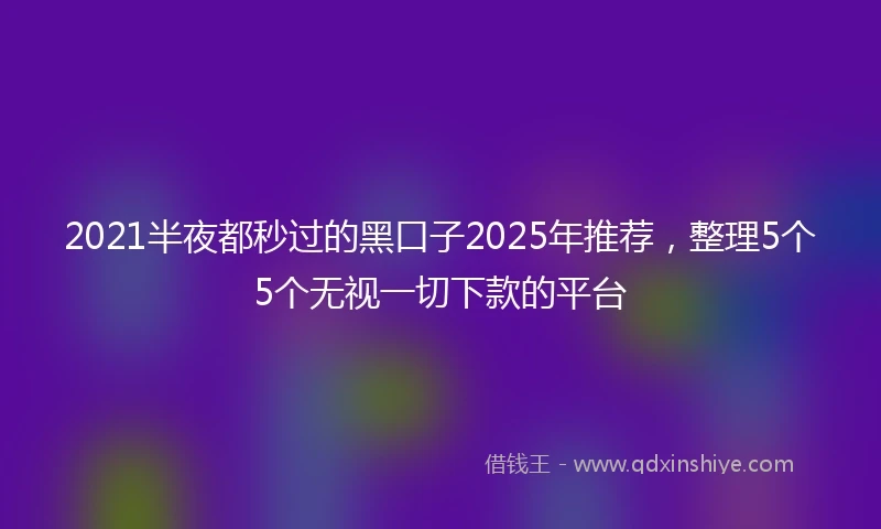 2021半夜都秒过的黑口子2025年推荐，整理5个5个无视一切下款的平台
