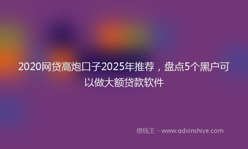2020网贷高炮口子2025年推荐，盘点5个黑户可以做大额贷款软件
