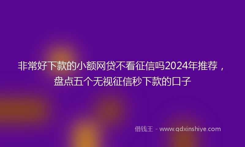 非常好下款的小额网贷不看征信吗2024年推荐，盘点五个无视征信秒下款的口子