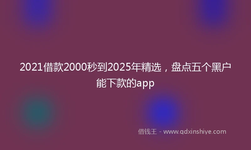 2021借款2000秒到2025年精选，盘点五个黑户能下款的app