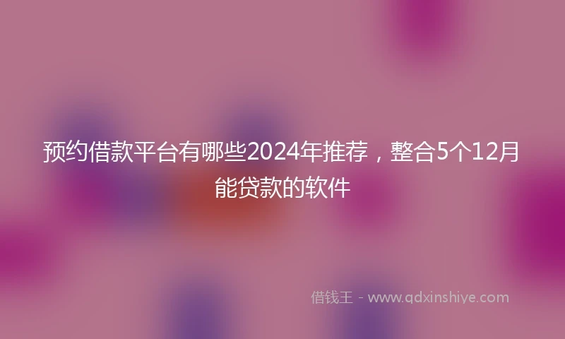 预约借款平台有哪些2024年推荐，整合5个12月能贷款的软件