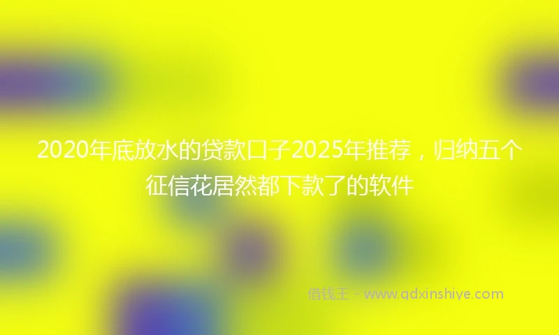 2020年底放水的贷款口子2025年推荐，归纳五个征信花居然都下款了的软件