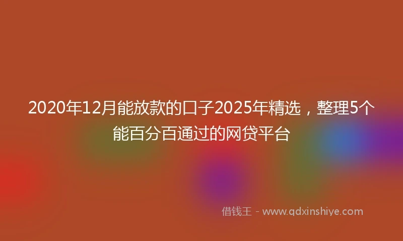 2020年12月能放款的口子2025年精选，整理5个能百分百通过的网贷平台