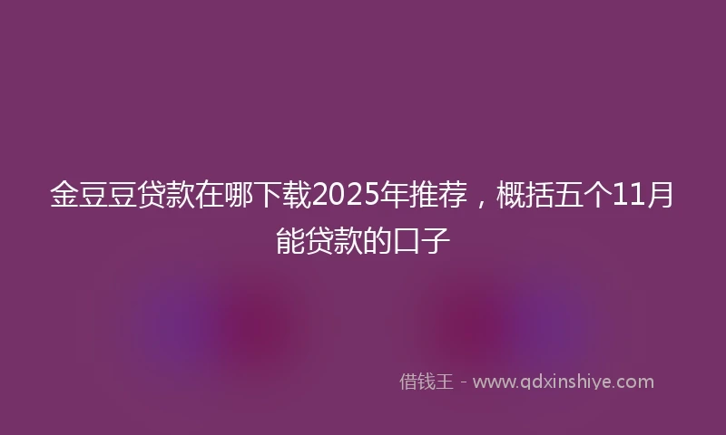 金豆豆贷款在哪下载2025年推荐，概括五个11月能贷款的口子