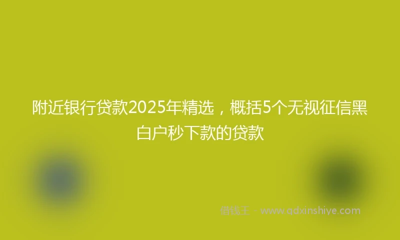 附近银行贷款2025年精选，概括5个无视征信黑白户秒下款的贷款