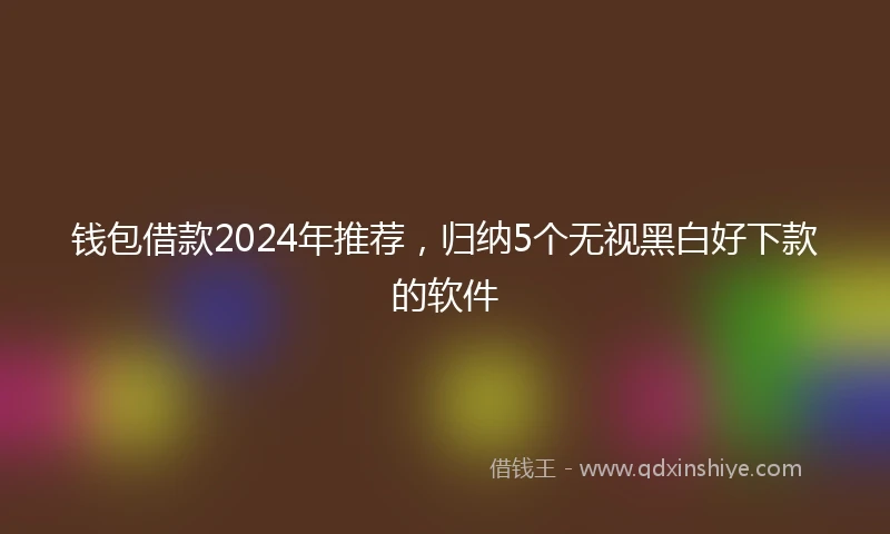钱包借款2024年推荐，归纳5个无视黑白好下款的软件