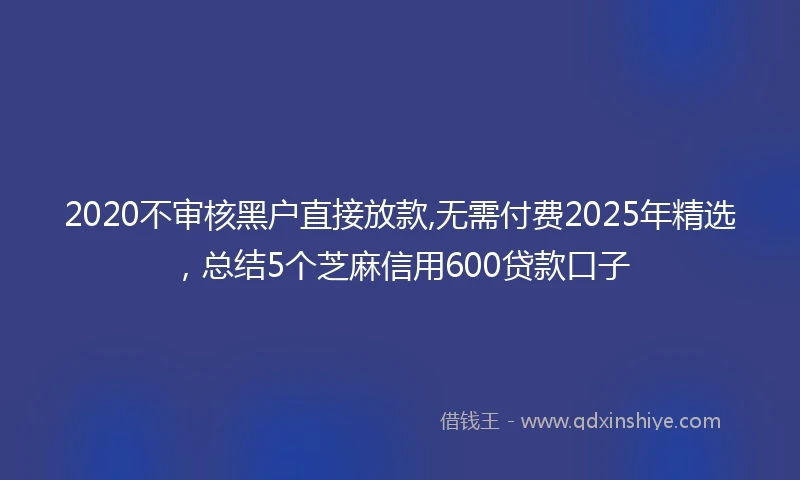 2020不审核黑户直接放款,无需付费2025年精选，总结5个芝麻信用600贷款口子