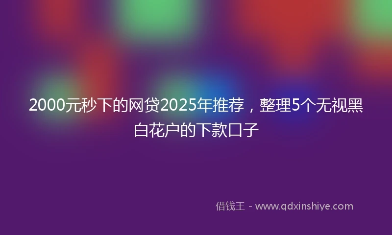 2000元秒下的网贷2025年推荐，整理5个无视黑白花户的下款口子