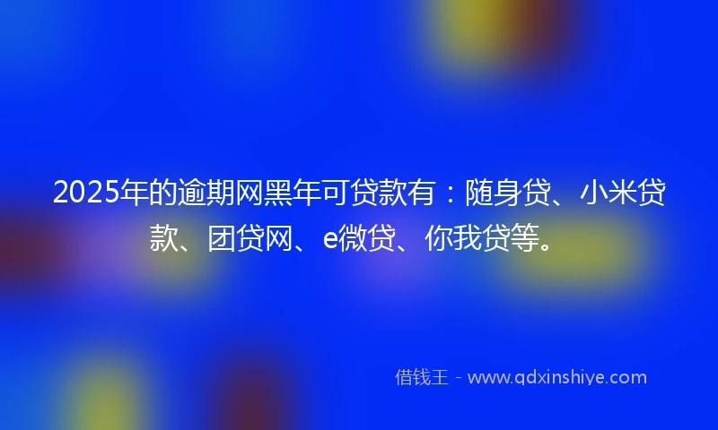 2025年的逾期网黑年可贷款有：随身贷、小米贷款、团贷网、e微贷、你我贷等。
