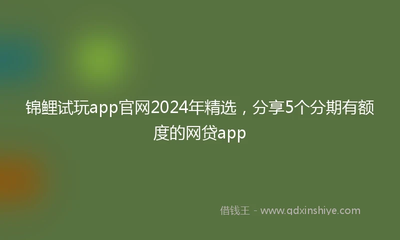锦鲤试玩app官网2024年精选，分享5个分期有额度的网贷app