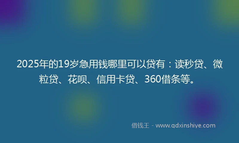 2025年的19岁急用钱哪里可以贷有：读秒贷、微粒贷、花呗、信用卡贷、360借条等。