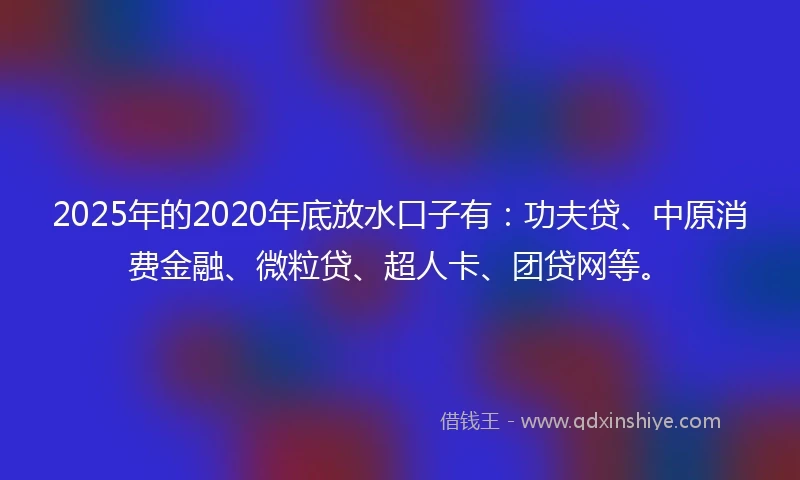2025年的2020年底放水口子有：功夫贷、中原消费金融、微粒贷、超人卡、团贷网等。