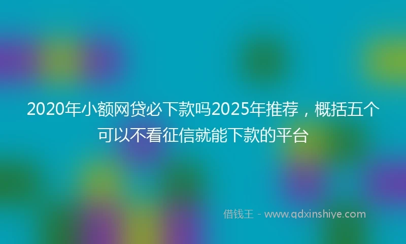 2020年小额网贷必下款吗2025年推荐，概括五个可以不看征信就能下款的平台