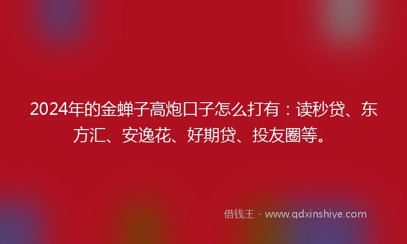 2024年的金蝉子高炮口子怎么打有：读秒贷、东方汇、安逸花、好期贷、投友圈等。