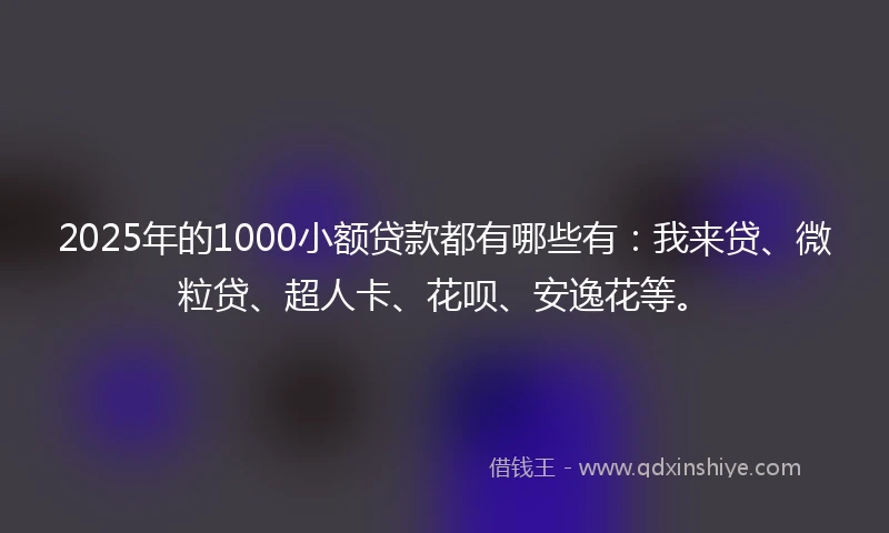 2025年的1000小额贷款都有哪些有：我来贷、微粒贷、超人卡、花呗、安逸花等。