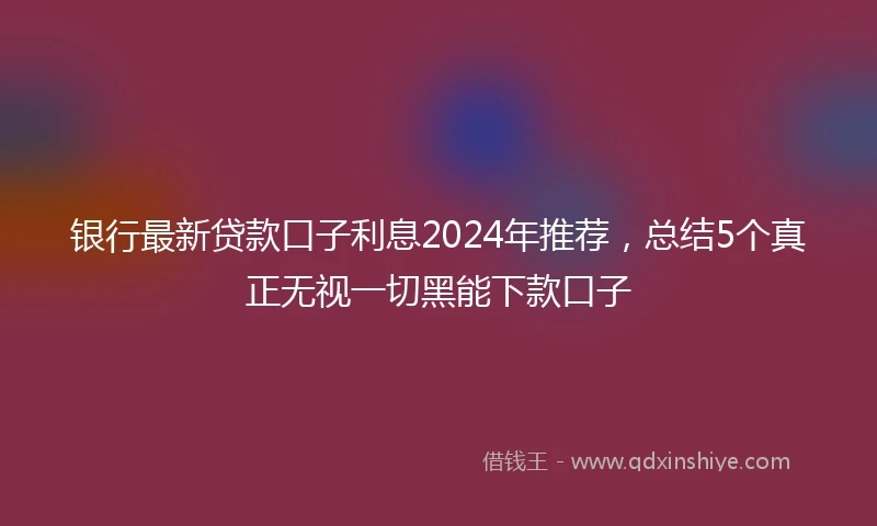 银行最新贷款口子利息2024年推荐，总结5个真正无视一切黑能下款口子