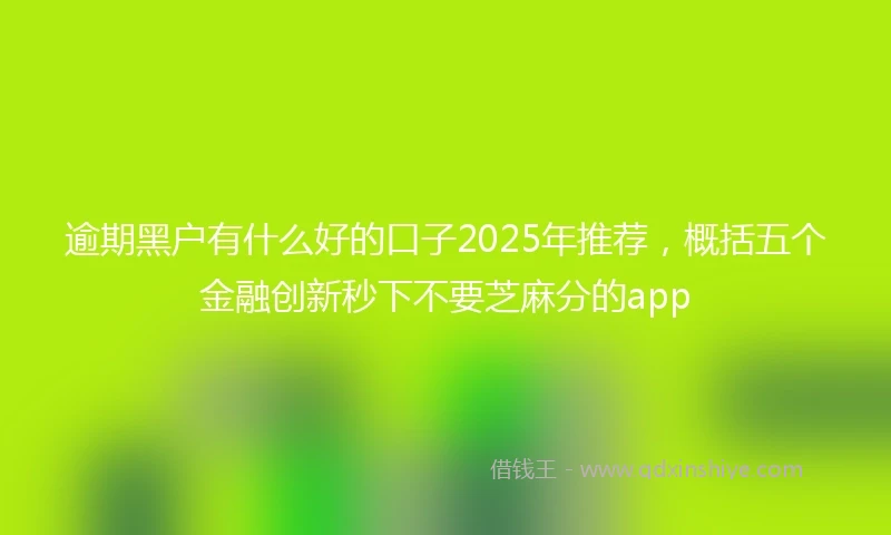 逾期黑户有什么好的口子2025年推荐，概括五个金融创新秒下不要芝麻分的app