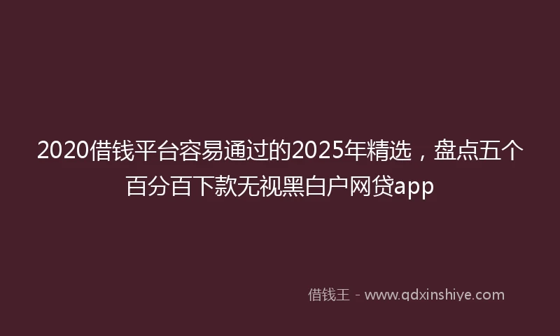 2020借钱平台容易通过的2025年精选，盘点五个百分百下款无视黑白户网贷app