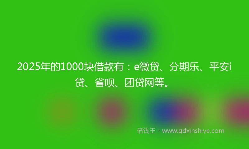 2025年的1000块借款有：e微贷、分期乐、平安i贷、省呗、团贷网等。