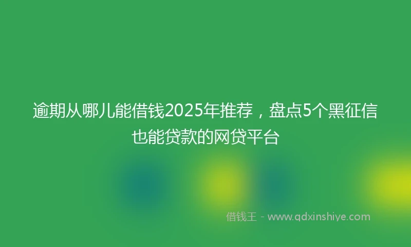 逾期从哪儿能借钱2025年推荐，盘点5个黑征信也能贷款的网贷平台