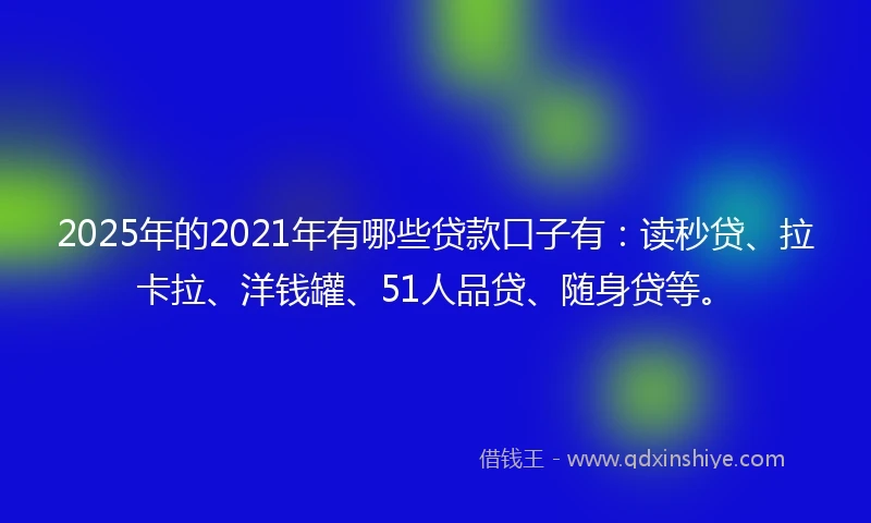2025年的2021年有哪些贷款口子有：读秒贷、拉卡拉、洋钱罐、51人品贷、随身贷等。
