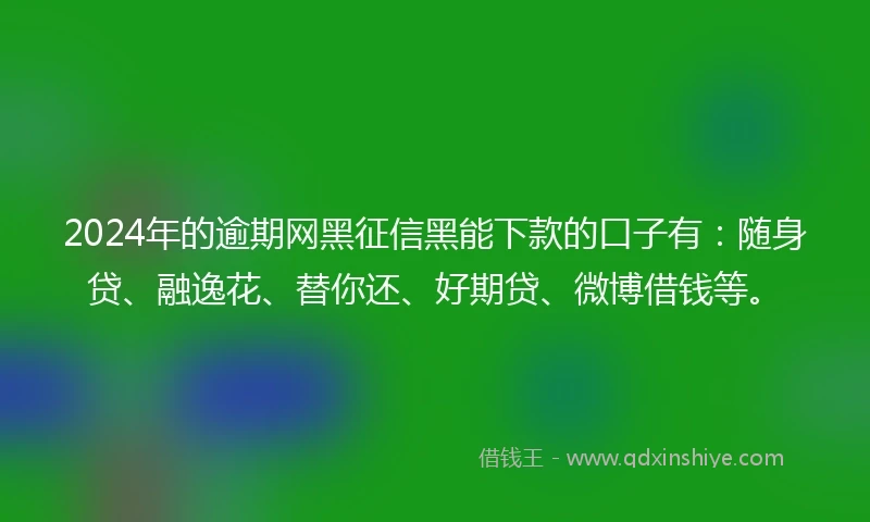 2024年的逾期网黑征信黑能下款的口子有：随身贷、融逸花、替你还、好期贷、微博借钱等。