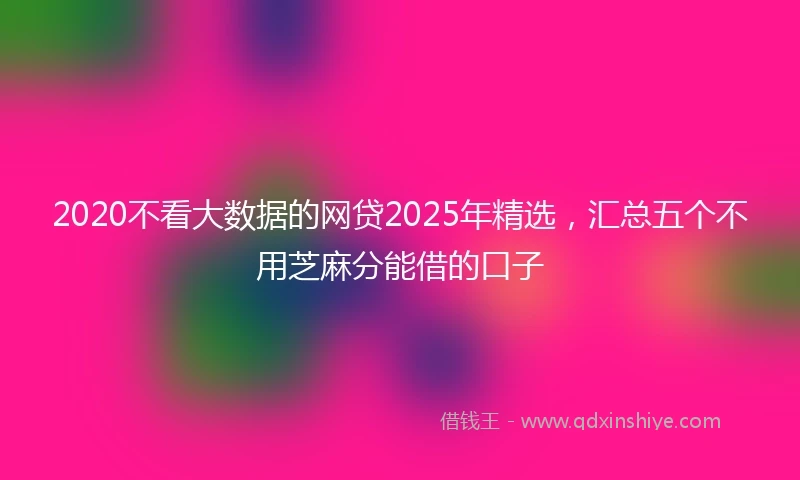 2020不看大数据的网贷2025年精选，汇总五个不用芝麻分能借的口子