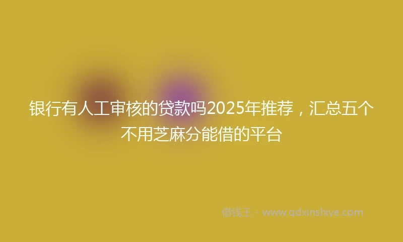银行有人工审核的贷款吗2025年推荐，汇总五个不用芝麻分能借的平台