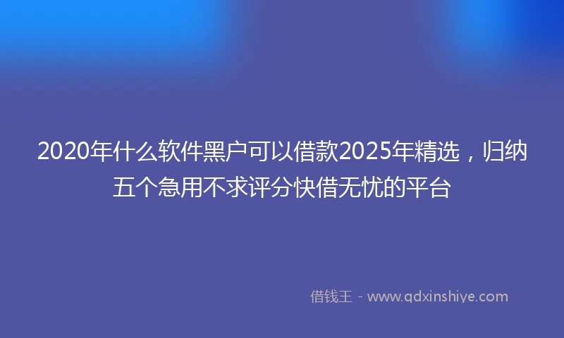 2020年什么软件黑户可以借款2025年精选，归纳五个急用不求评分快借无忧的平台