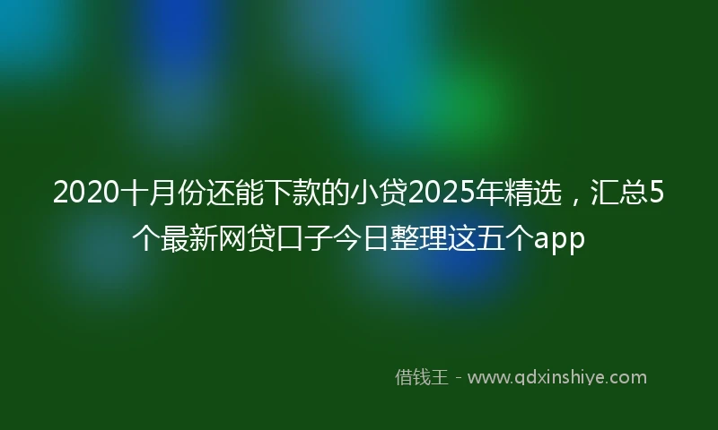 2020十月份还能下款的小贷2025年精选，汇总5个最新网贷口子今日整理这五个app
