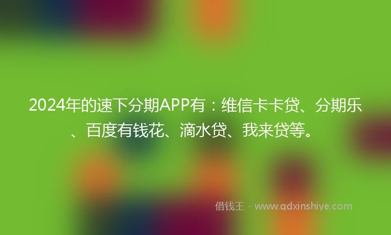 2024年的速下分期APP有：维信卡卡贷、分期乐、百度有钱花、滴水贷、我来贷等。