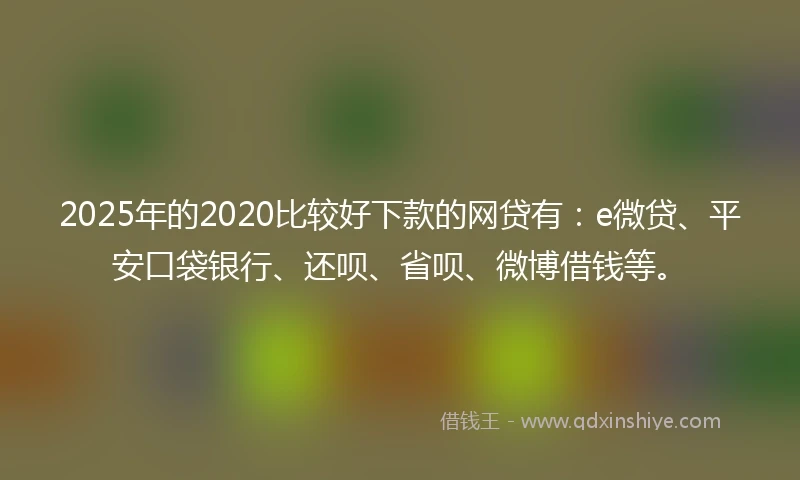 2025年的2020比较好下款的网贷有：e微贷、平安口袋银行、还呗、省呗、微博借钱等。