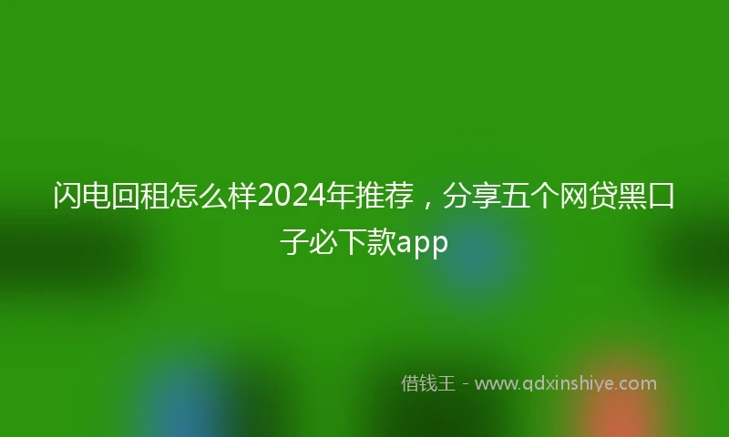 闪电回租怎么样2024年推荐，分享五个网贷黑口子必下款app