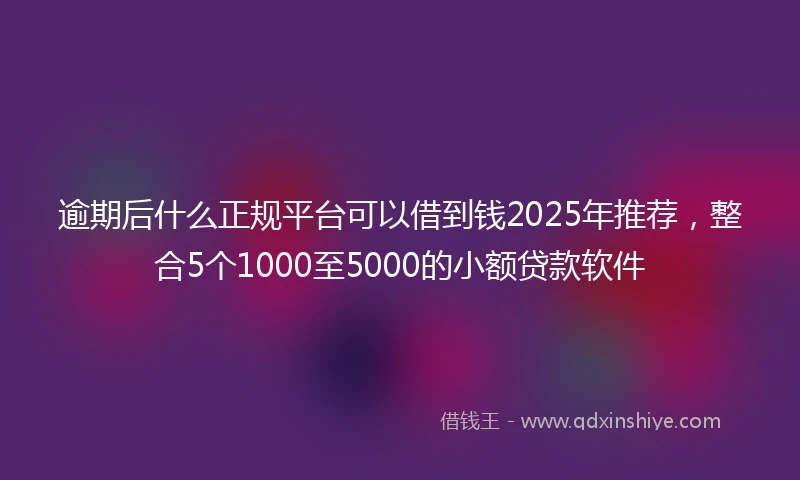 逾期后什么正规平台可以借到钱2025年推荐，整合5个1000至5000的小额贷款软件