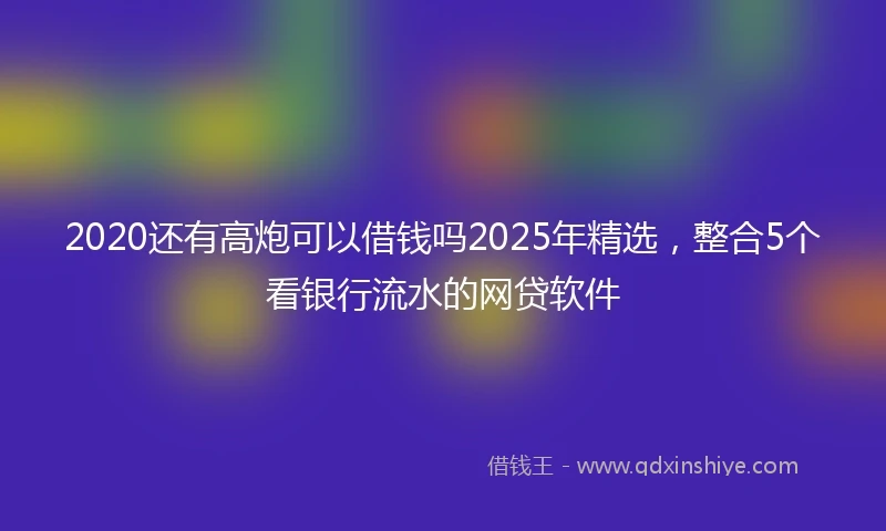 2020还有高炮可以借钱吗2025年精选，整合5个看银行流水的网贷软件
