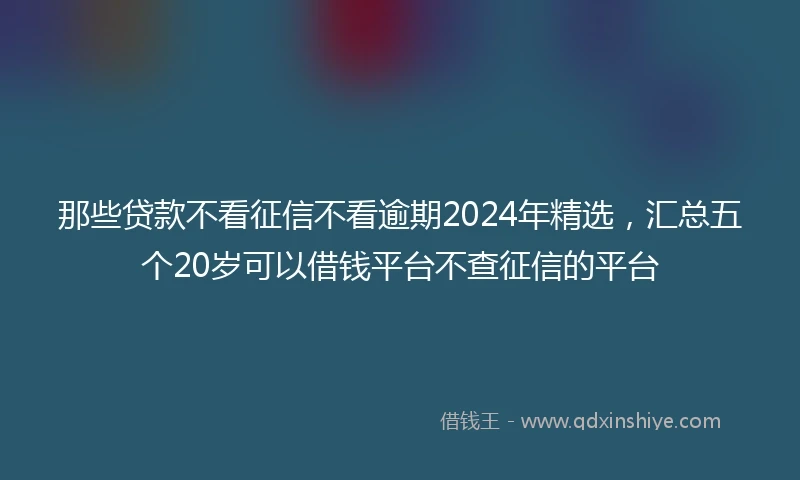 那些贷款不看征信不看逾期2024年精选，汇总五个20岁可以借钱平台不查征信的平台
