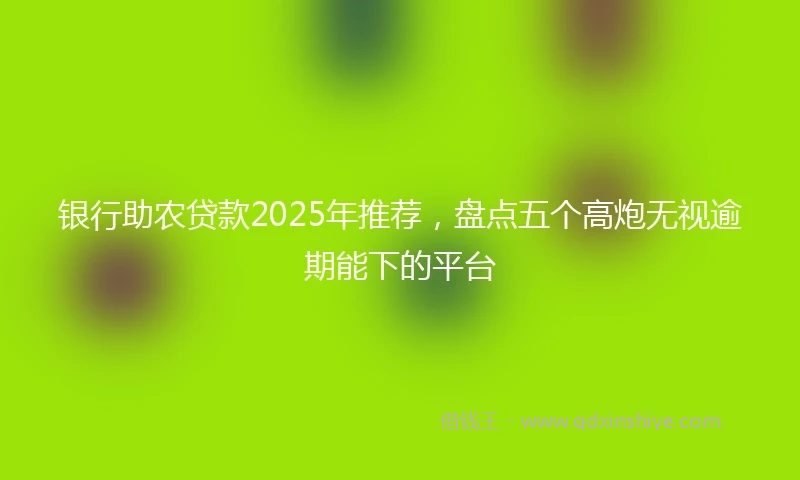 银行助农贷款2025年推荐，盘点五个高炮无视逾期能下的平台