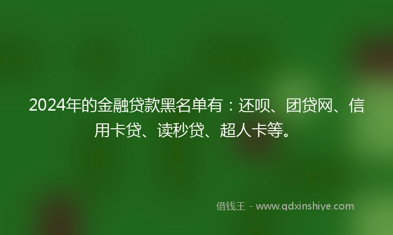 2024年的金融贷款黑名单有：还呗、团贷网、信用卡贷、读秒贷、超人卡等。