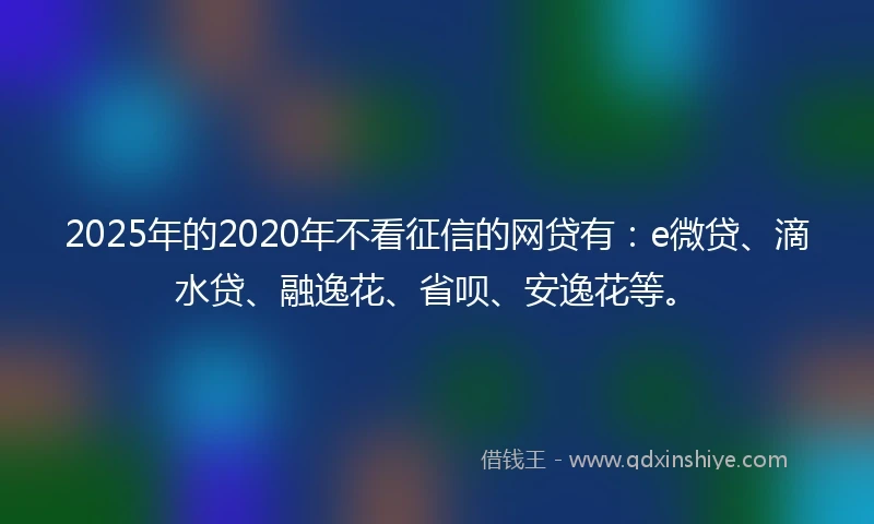 2025年的2020年不看征信的网贷有：e微贷、滴水贷、融逸花、省呗、安逸花等。