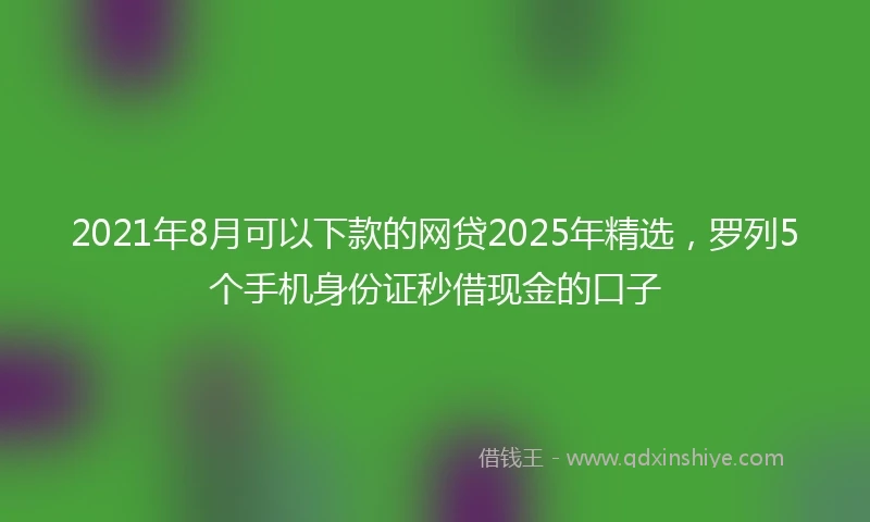 2021年8月可以下款的网贷2025年精选，罗列5个手机身份证秒借现金的口子