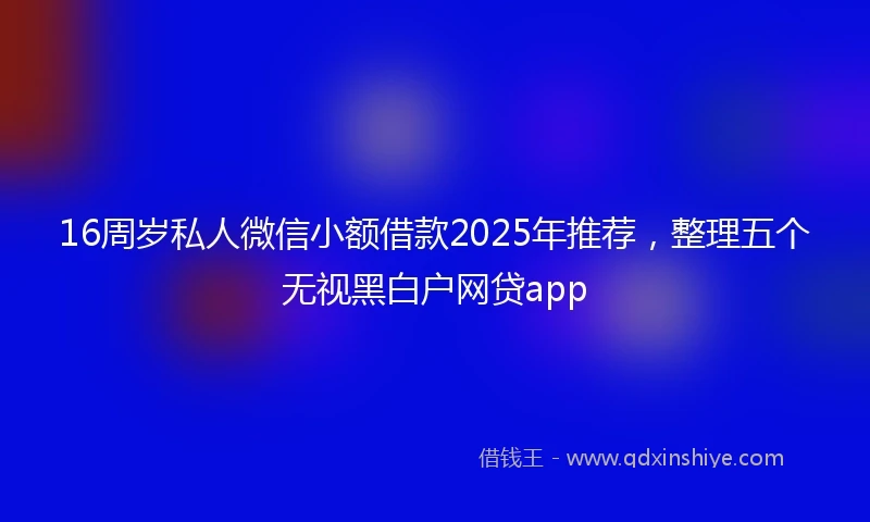 16周岁私人微信小额借款2025年推荐，整理五个无视黑白户网贷app