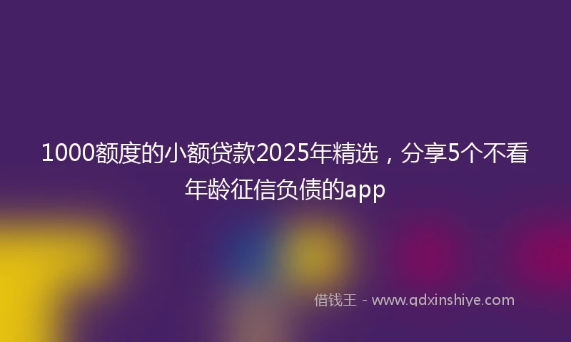 1000额度的小额贷款2025年精选，分享5个不看年龄征信负债的app