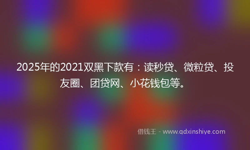 2025年的2021双黑下款有：读秒贷、微粒贷、投友圈、团贷网、小花钱包等。